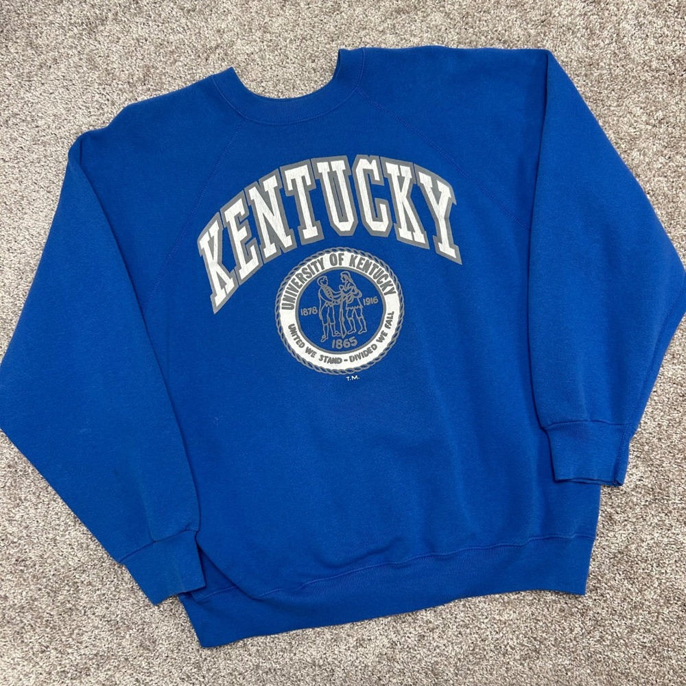 Vintage Kentucky Wildcats Spell Out Crewneck Sweatshirt Blue Made in USA Large